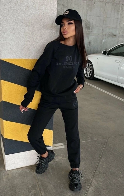 Женский теплый спортивный костюм Balenciaga кофта и штаны, флисе, черный 50-52 от продавца: Takov Market – в интернет-магазине ROZETKA