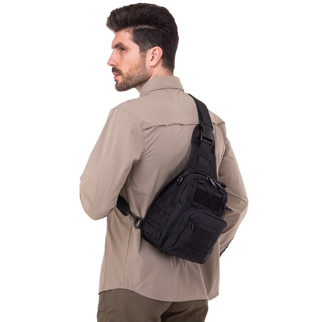 Рюкзак тактический (Сумка-слинг) с одной лямкой SILVER KNIGHT TY-098 7л Черный - изображение 1