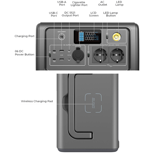 Зарядная станция Bluetti PowerOak EB70 / 1000 Вт / 716 Вт⋅ч / LiFePO4 (PB930692) - изображение 4