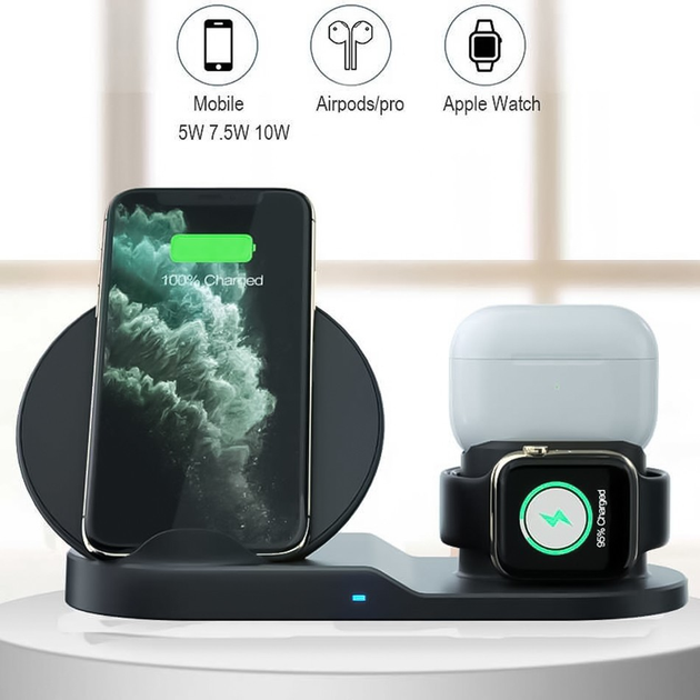 Беспроводное зарядное устройство для телефона 3-in-1 Fast Charge 2A 10W ...
