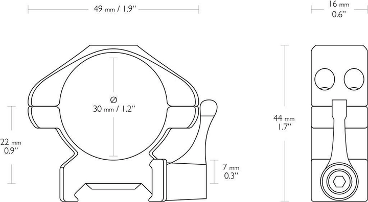Быстросъемные кольца Hawke Precision Steel (30 мм) Medium на Weaver/Picatinny - изображение 2