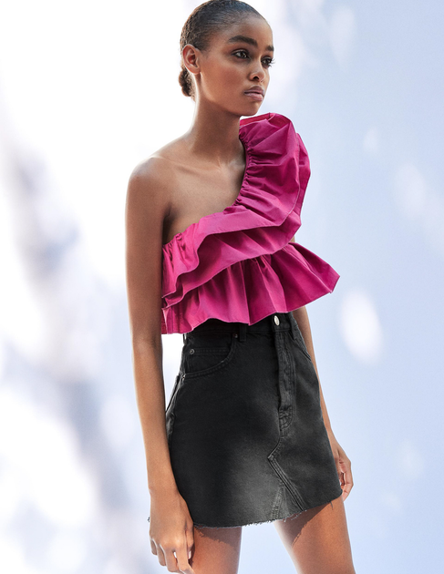 タグ付searoomlynnCurveneckVelvet Ribbontops СМУГАСТИЙ ТОП ZW COLLECTION З ЛЬОНОМ - Коричневий/екрю