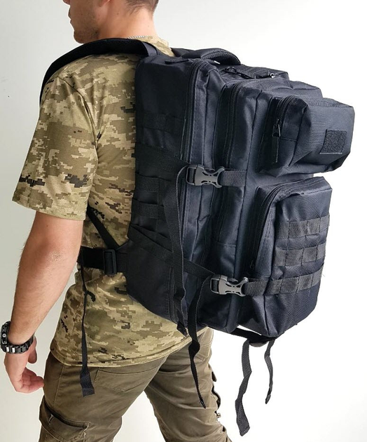 Рюкзак тактический LeRoy Tactical военный с креплением – molle, цвет – черный (40л) - изображение 2