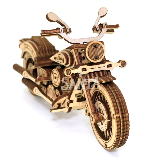 Деревянный 3D конструктор Мотоцикл DragStar UnityWood 129 деталей
