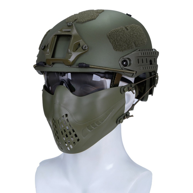 Маска FAST-адаптация [PILOT] Olive /2 виды крепления: на шлем и на голову (для Airsoft, Страйкбол) - изображение 2