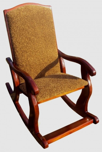 Кресло-качалка Классика, массив дерева, с подушками из натуральной кожи
