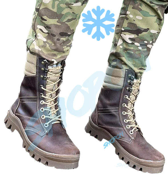 Берці зимові черевики тактичні чоловічі, туфлі тактичні чоловічі берці зимові, натуральна шкіра, розмір 46, Bounce ar. BЕ-ВА-1046, колір коричневий - зображення 2