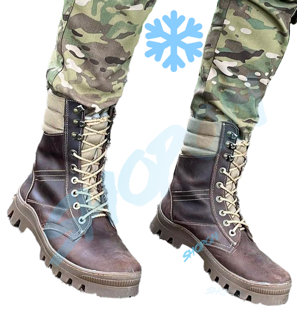 Берці зимові черевики тактичні чоловічі, туфлі тактичні чоловічі берці зимові, натуральна шкіра, розмір 41, Bounce ar. BЕ-ВА-1041, колір коричневий - зображення 2