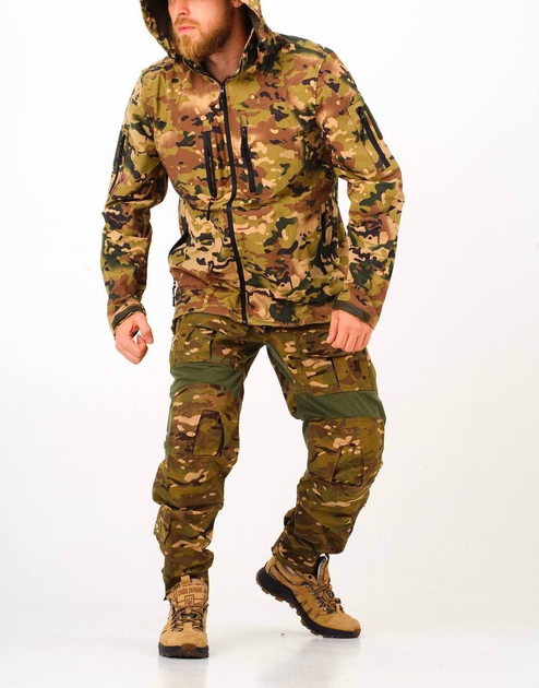 Військова тактична куртка SoftShell SQUAD ВСУ Камуфляж мультикам 60 розмір - зображення 1