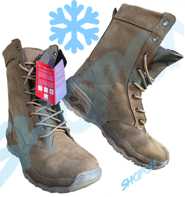 Берці зимові черевики тактичні чоловічі, туфлі тактичні чоловічі берці зимові, натуральна шкіра, розмір 44, Bounce ar. MO-TW-1244, колір койот - зображення 1
