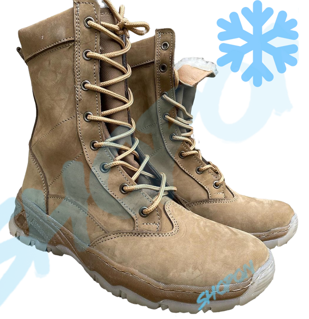 Берці зимові черевики тактичні чоловічі, туфлі тактичні чоловічі берці зимові, натуральна шкіра, розмір 43, Bounce ar. MO-TH-1443, колір койот - зображення 1