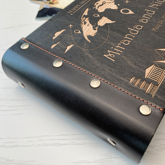 Фотоальбом из дерева и гравировкой Счасливые моменты А4 формата цвет ...