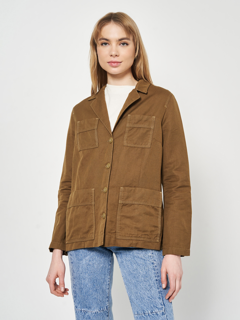 Акція на Куртка демісезонна коротка жіноча Eddie Bauer Jacket Linen 7114375BR XL Світло-коричнева від Rozetka