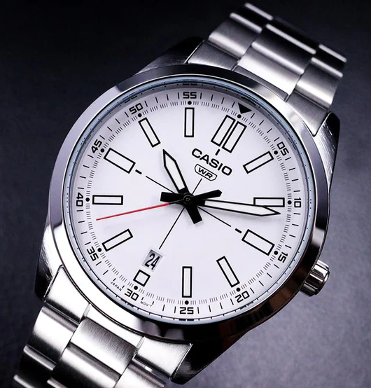 Мужские наручные часы Casio MTP-VD02D-7E Серебро стильные - изображение 4