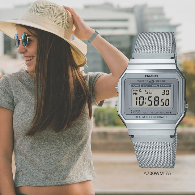 Наручний годинник CASIO VINTAGE SERIES WATCH A700WM-7A Срібло зі світлодіодним підсвічуванням - зображення 3