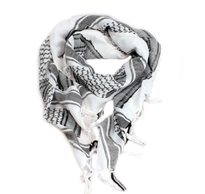 Платок шарф арафатка, шемаг, куфия 110см - Black/White - изображение 1