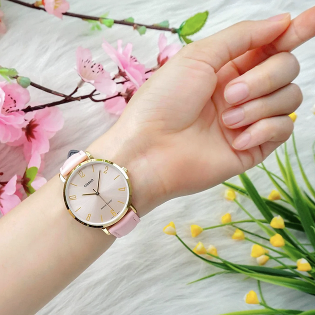 Елегантний жіночий годинник Casio LTP-VT01GL-4BUDF Золотистий з рожевим - зображення 8