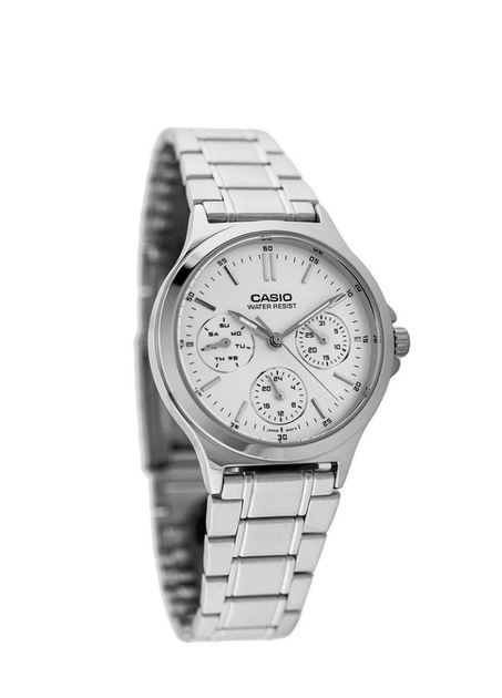 Стильные женские часы Casio LTP-V300D-7AUDF Серебристые с белым - изображение 3