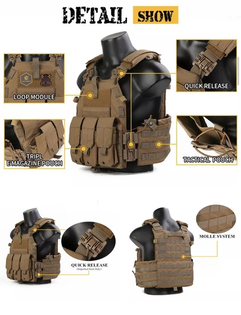 Плитоноска Бронежилет с подсумками под 8 рожков Emersongear АК и с разгрузочным поясом РПС ВарБелт Койот EMYA7405CB - Фото 11 Плитоноска Бронежилет с подсумками под 8 рожков Emersongear АК и с разгрузочным поясом РПС ВарБелт Койот EMYA7405CB - изображение 11