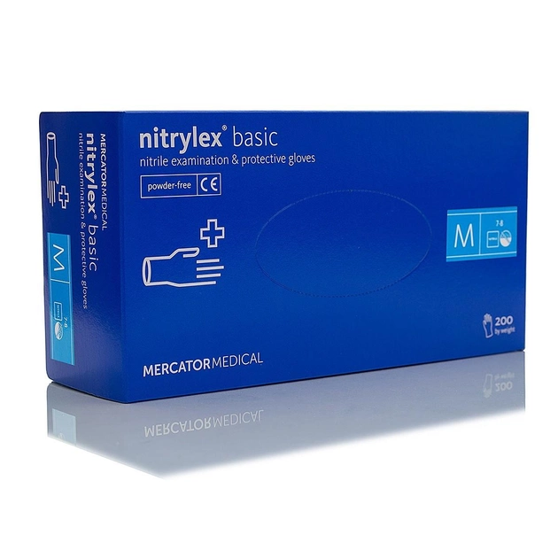 Рукавички нітрилові Nitrylex Basic розмір M сині 100 шт - зображення 1