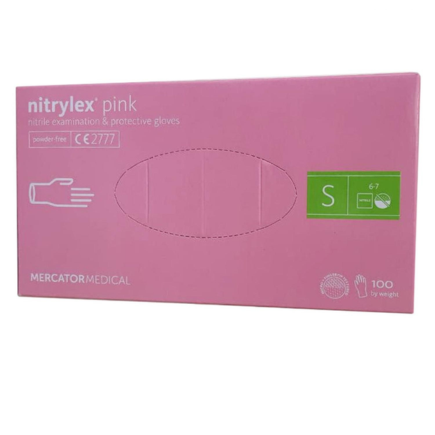 Рукавички нітрилові Nitrylex Pink розмір S рожеві 100 шт - зображення 1