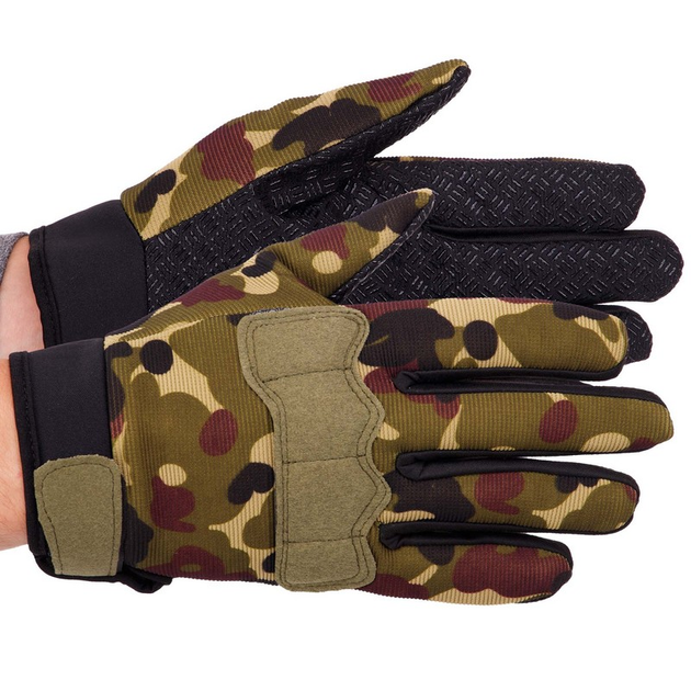 Перчатки тактические с закрытыми пальцами, военные перчатки, перчатки многоцелевые Размер XL Камуфляж BC-8791 - изображение 1