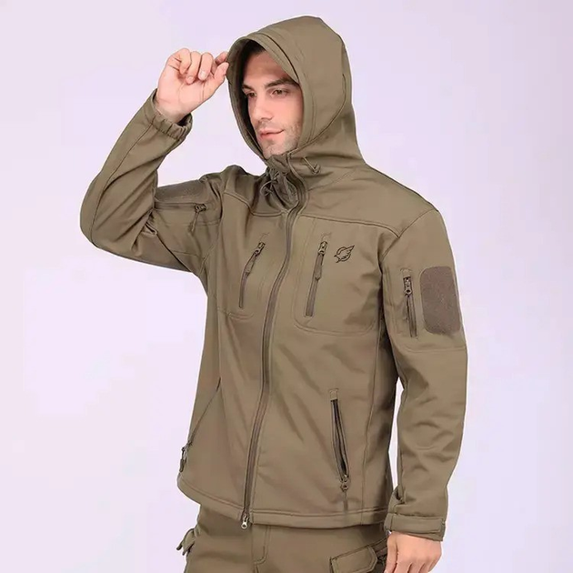 Тактична Куртка військова з флісом SoftShell Eagle P-07 Олива -15507XXXXL - зображення 1