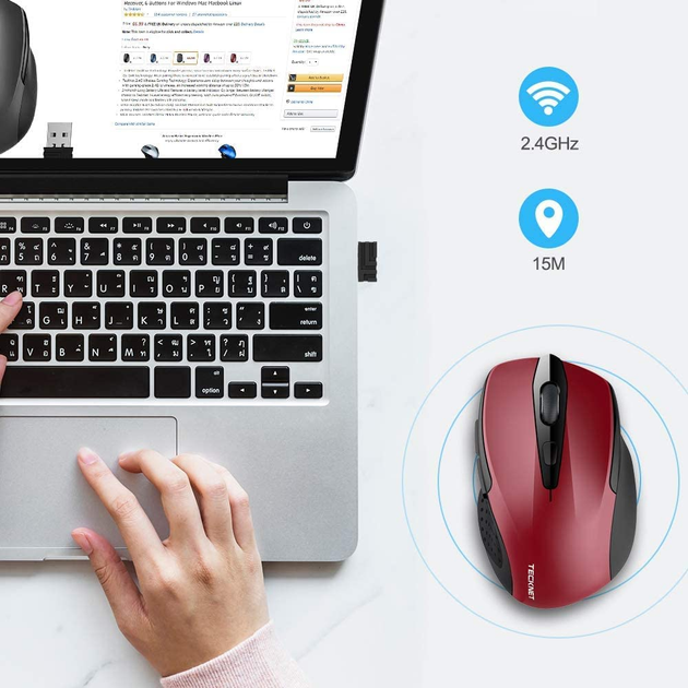 Беспроводная Bluetooth Мышь Tecknet M003 Red - изображение 3