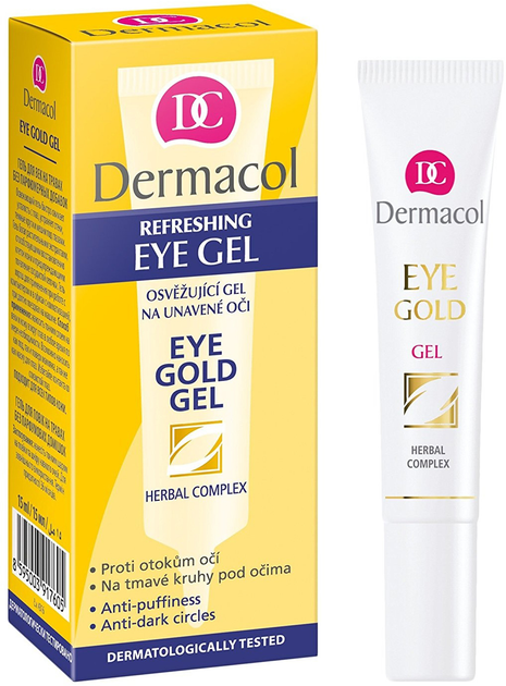 Гель для век Dermacol Eye Gold против отеков и темных кругов под глазами 15 мл (8595003917605) - изображение 1