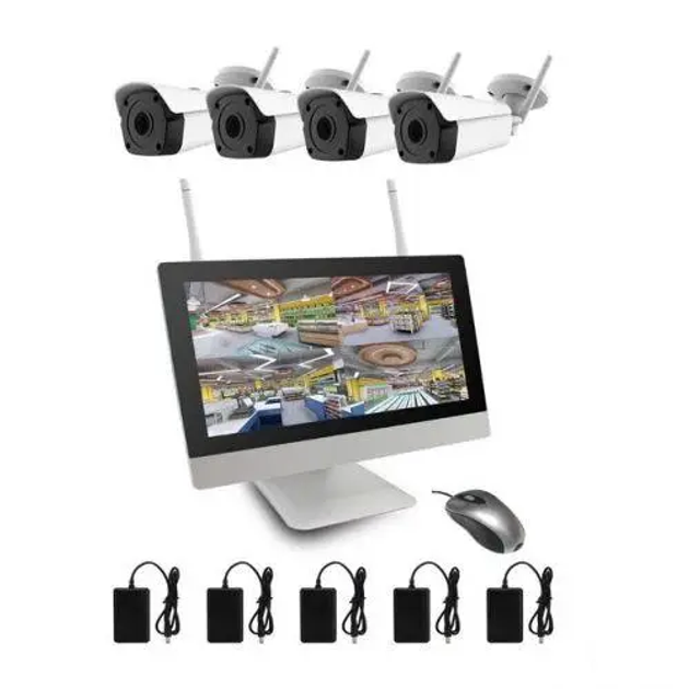 Комплект уличного IP Wi-Fi беспроводного видеонаблюдения 4 камеры Covi ...