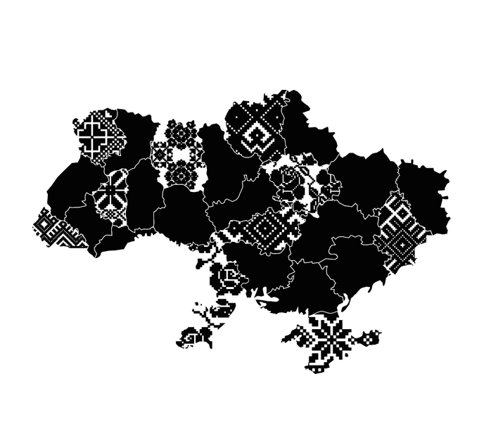 Декор ПВХ Наклейки Мапа України Вишиванка (орнаменти візерунки вишивка символи) глянець 1400х950 мм - зображення 2
