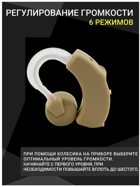 Слуховой аппарат SoFT-12M заушной Усилитель слуха Полный комплект с батарейками и сменными амбушюрами Бежевый (99922) - изображение 1