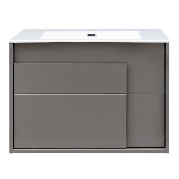 Тумба із умивальником DEVIT City 79.4x55x47.6см підвісна сіра 0021160G - зображення 3