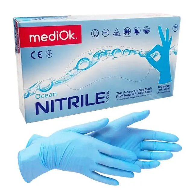 Перчатки нитриловые, 3.5 гр MediOk Nitrile Ocean, M - изображение 1