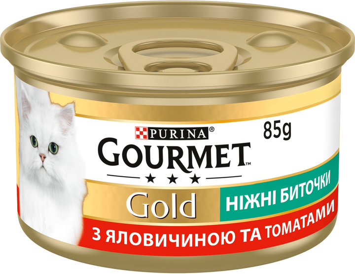 Упаковка влажного корма для кошек Purina Gourmet Gold Нежные биточки с говядиной и томатами 12 шт по 85 г (7613035442481) - изображение 2