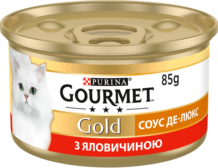 Упаковка влажного корма для кошек Purina Gourmet Gold Соус Де-Люкс кусочки в соусе с говядиной 12 шт по 85 г (7613036705141) - изображение 2