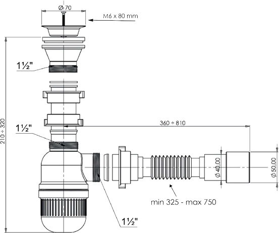 Сифон для кухонной мойки VIDAN B02-TP-M 1 1/2