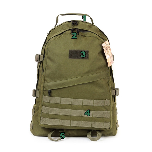 Тактичний похідний міцний рюкзак 5.15.b з органайзером 40 літрів олива - зображення 2