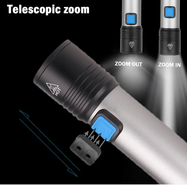 Аккумуляторный карманный фонарик фонарь K31 с ZOOM (ЗАРЯЖАЕТСЯ ОТ USB) - изображение 4