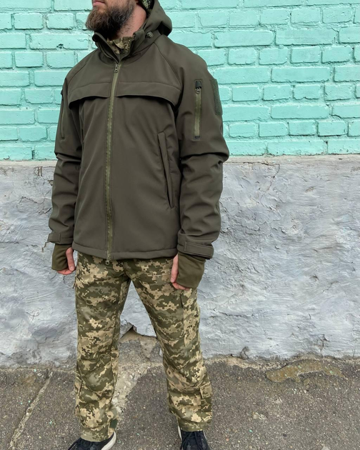 Військова куртка тактична утеплена Софт Шелл Хакі (Єврозима) 56-58(3XL-4XL) - зображення 1