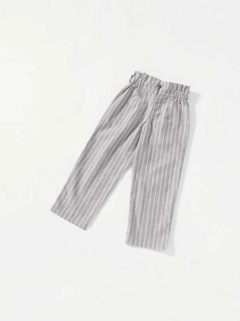 Брюки с вертикальными полосками для девочек Shein 180605403 130 cm (91611130cm) Серый - изображение 2
