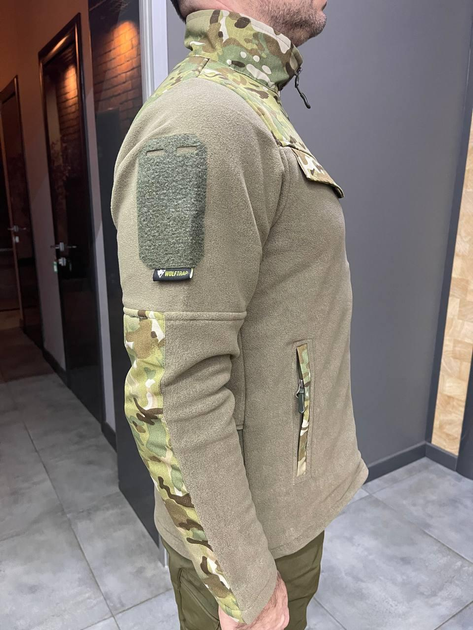 Армейская Кофта флисовая WOLFTRAP, теплая, размер 4XL, Оливковый, вставки Мультикам на рукава, плечи, карманы - изображение 2