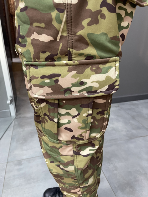 Штаны тактические софтшелл с флисом Special, размер L, Мультикам, утепленные штаны для военных - изображение 2