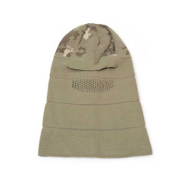 Теплая тактическая зимняя армейская трикотажная шапка балаклава для армии зсу Бежевый камуфляж - изображение 2