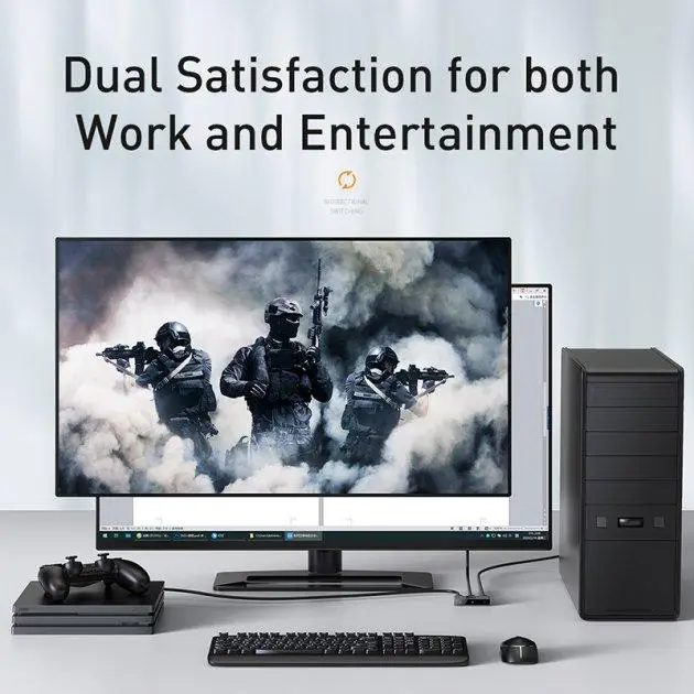 Переключатель HDMI разветвитель Baseus Matrix HDMI Splitter 2-in-1/ 1-in-2 Grey (CAHUB-BC0G) - Фото 4 Переключатель HDMI разветвитель Baseus Matrix HDMI Splitter 2-in-1/ 1-in-2 Grey (CAHUB-BC0G) - изображение 4