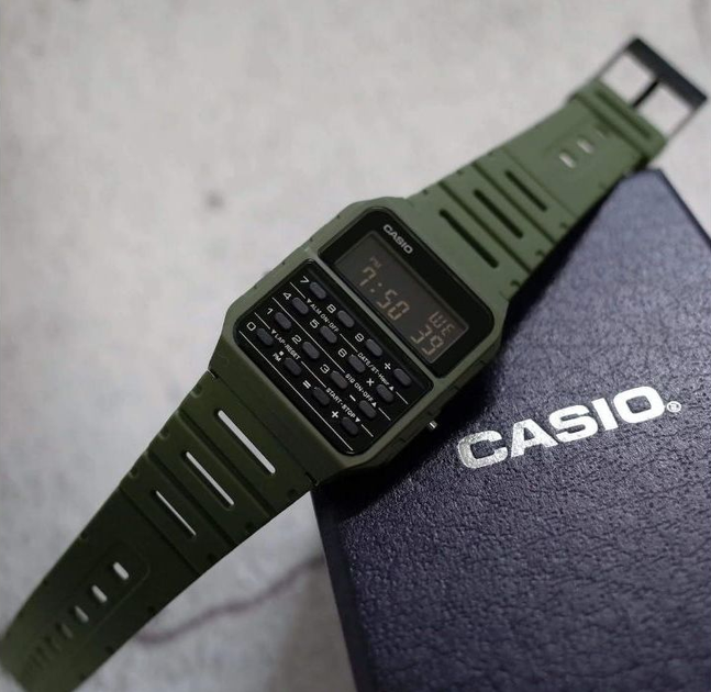 Наручные часы с акриловым стеклом Casio CA-53WF-3BDF Зеленые с черным - изображение 3