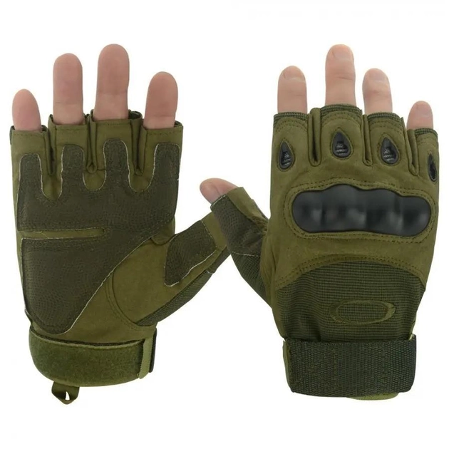 Тактичні рукавички з відкритими пальцями посилений протектор OAKLEY Green M - зображення 2