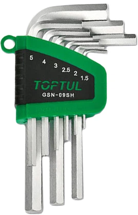 Набор ключей шестигранных Toptul Г-образных 1.5-10 мм 9 предметов (GSN-09SH) - изображение 1