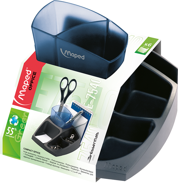 Підставка для офісного приладдя Maped Essentials Green Compact чорний з синім (MP.575400) - Фото 2 Підставка для офісного приладдя Maped Essentials Green Compact чорний з синім (MP.575400) - зображення 2