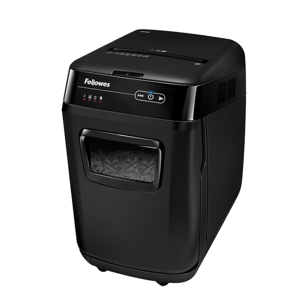 Знищувач Fellowes AutoMax 200C, 200 аркушів, фрагменти 4x38 мм, кошик 32 л - зображення 2